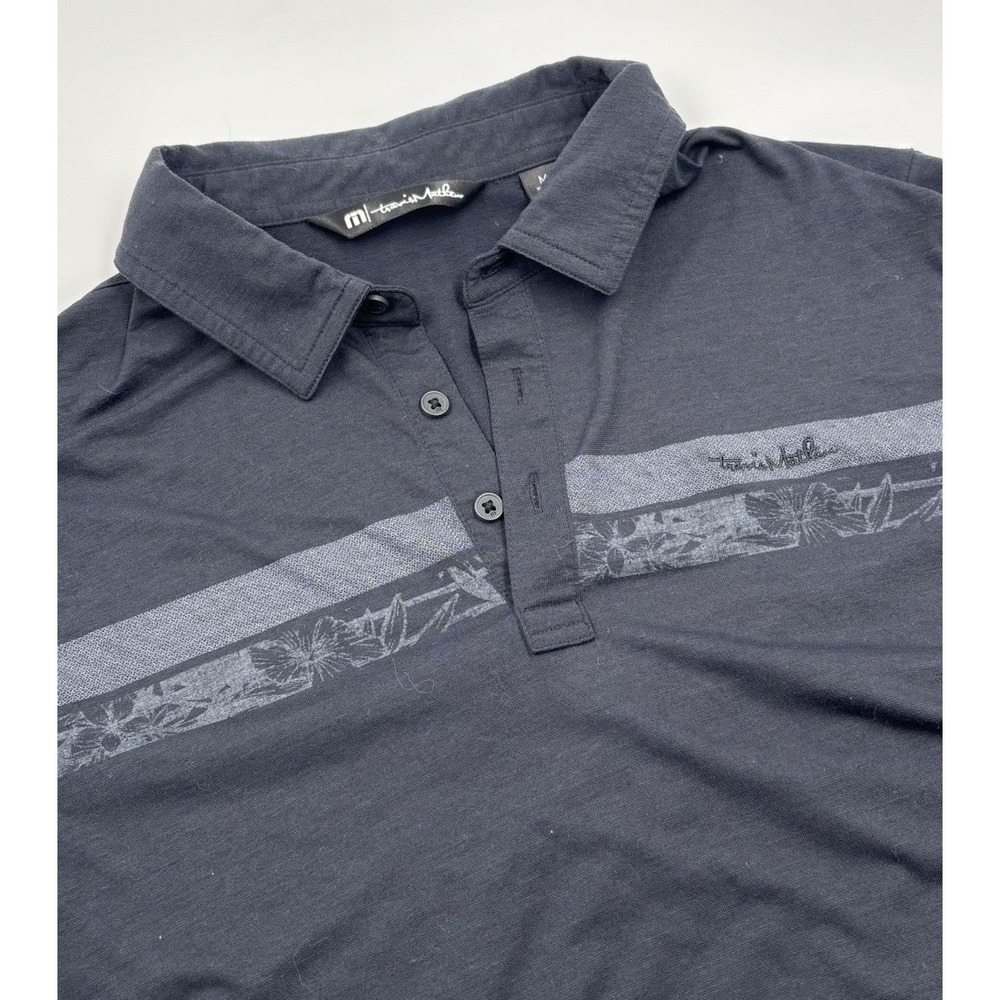 Travis Mathew Men's M Black Tropical Short Sleeve Polo